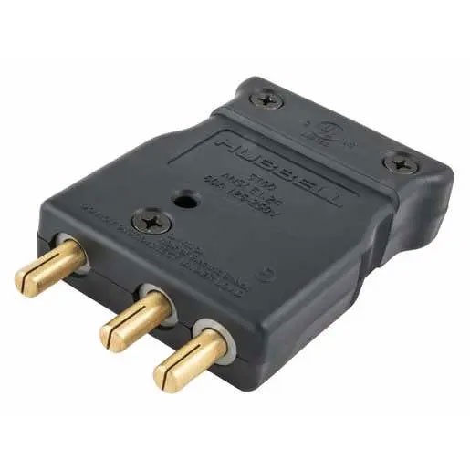 60A 125V Inline Male Stage Pin, Black