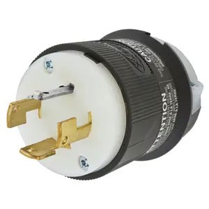 Twist-Lock® 20A 120/208V 4-Pole/4-Wire Male Plug, Black and White