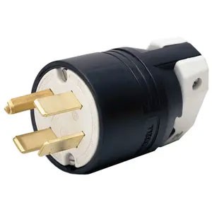 60A 125/250V Straight Blade Male Connector, Black and White