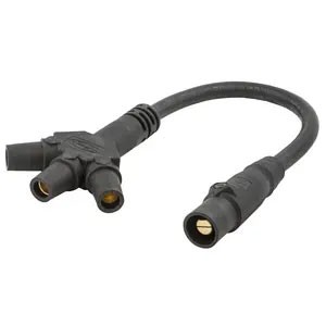3-Way Cam Adapter, Male-F-F-F 400A/600V, Soft, Black