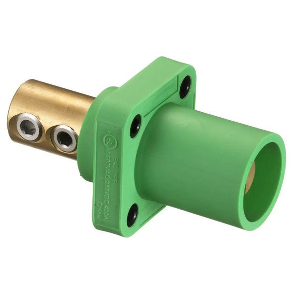 Panel Mount Double Screw 2/0-4/0 300/400A 600V Male, Green