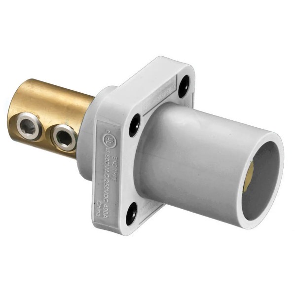 Panel Mount Double Screw 2/0 - 4/0 300/400A 600V Male, White