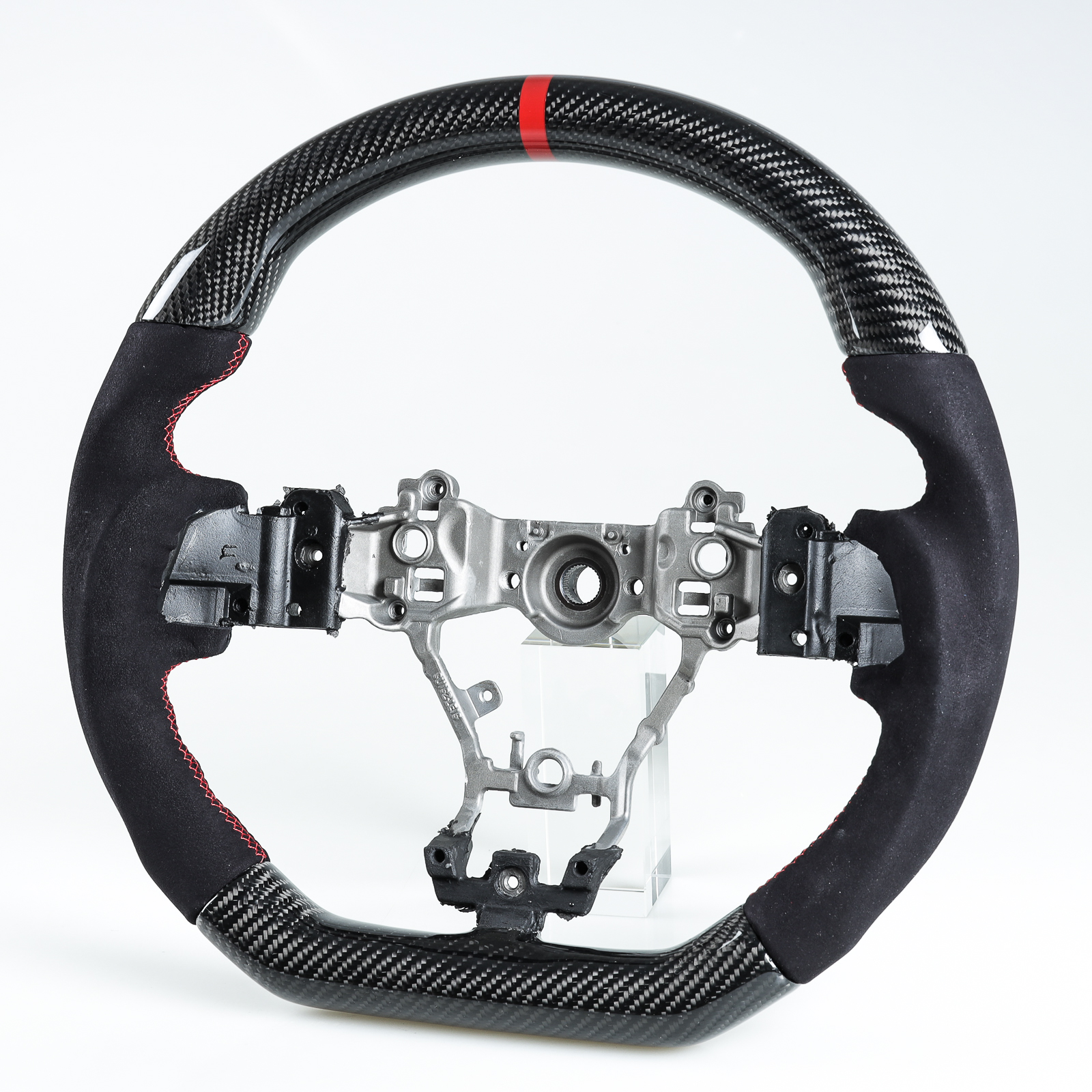 Carbon Fiber Flat Bottom Steering Wheel Suede For Subaru WRX STI