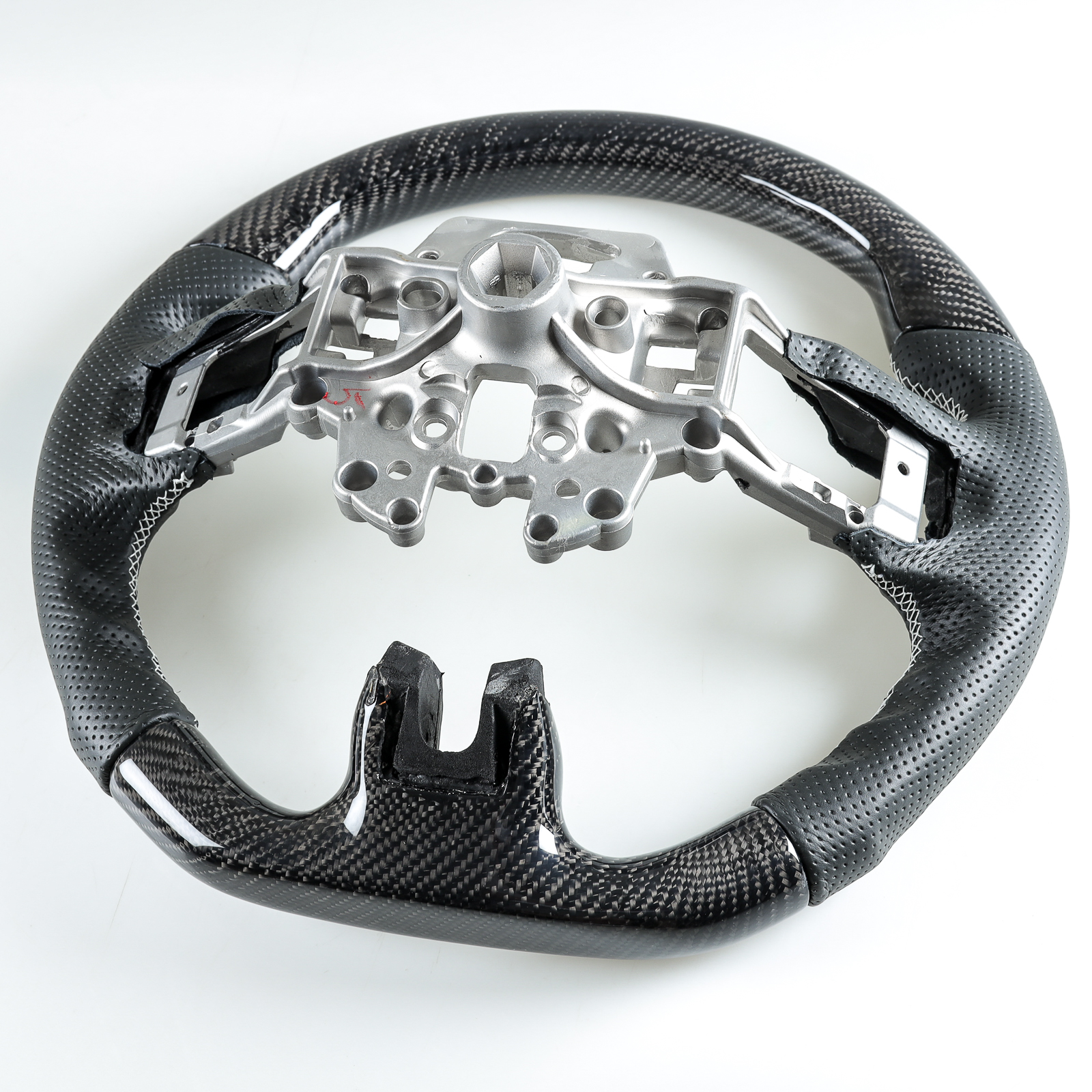 Carbon Fiber Perforated Leather Steering Wheel For Ford Mustang 2015