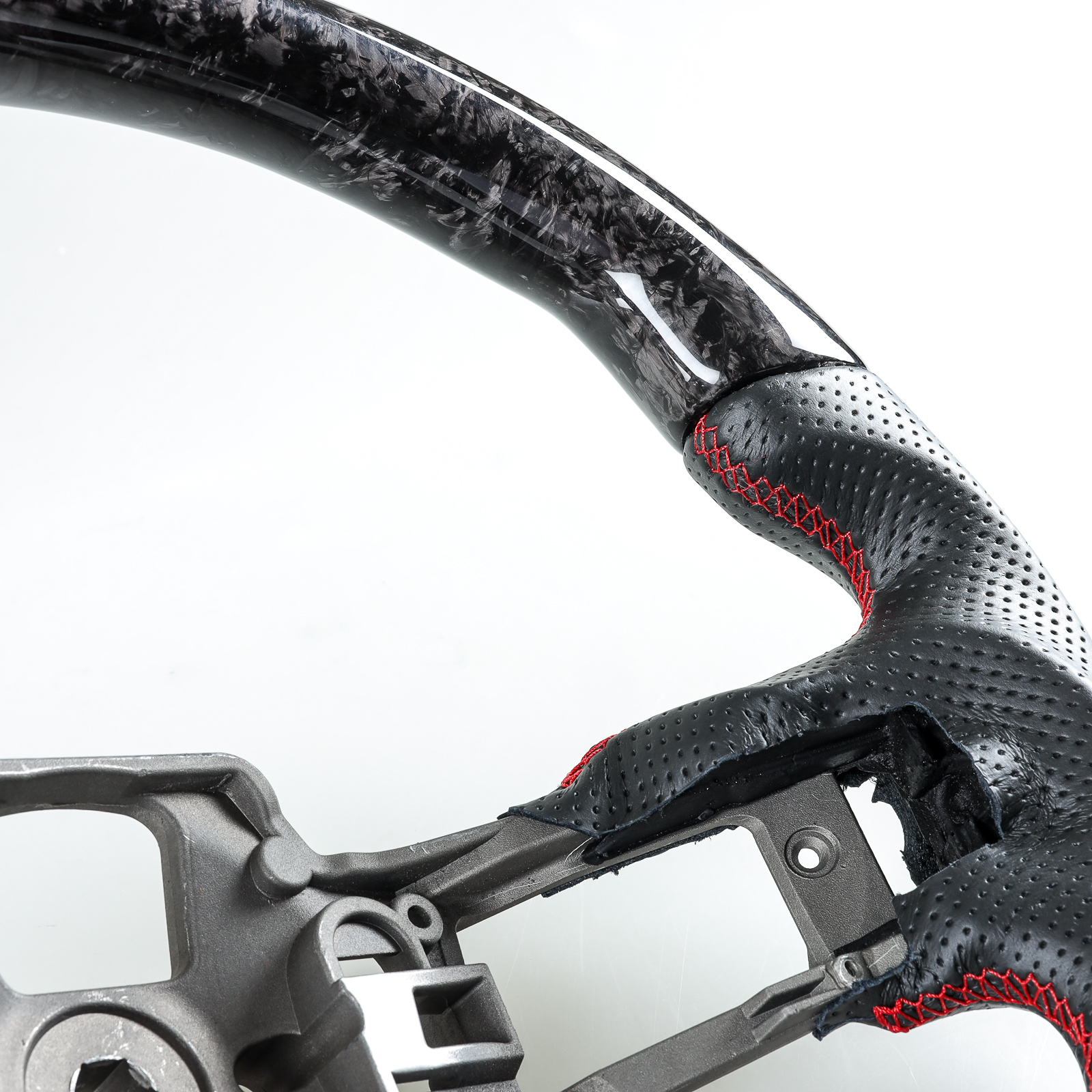 Carbon Fiber Perforated Leather Steering Wheel For Ford Mustang