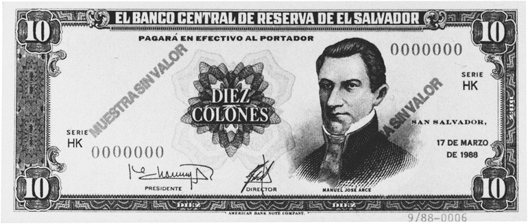1983-1988 El Salvador 10 Colones values and price guide