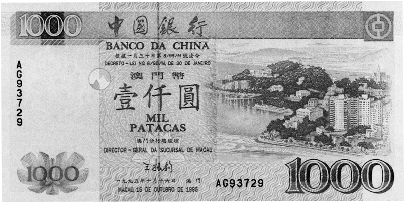1995 China - Macau SAR 1000 Patacas values and price guide