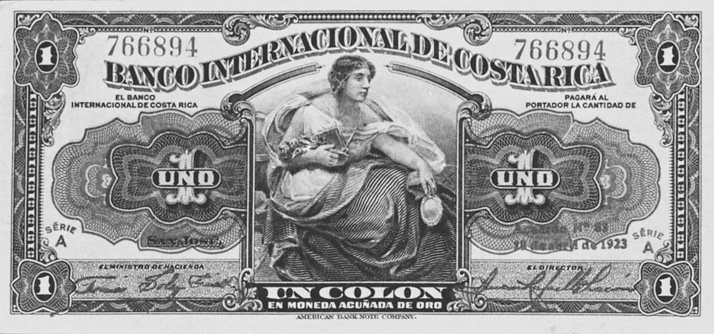 1918-1935 Costa Rica 1 Colón values and price guide