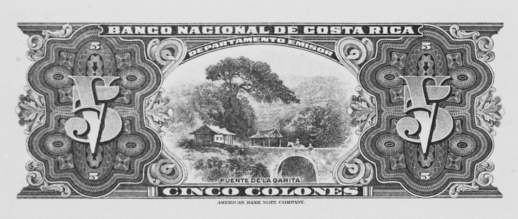 1943-1949 Costa Rica 5 Colones values and price guide