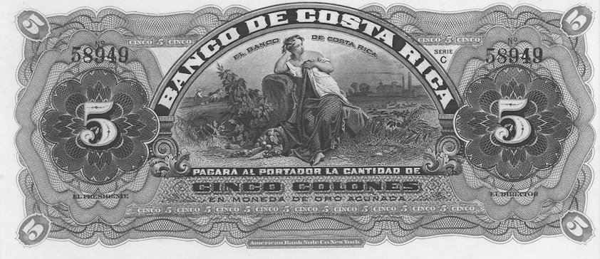 Costa Rica 5 Colones values and price guide