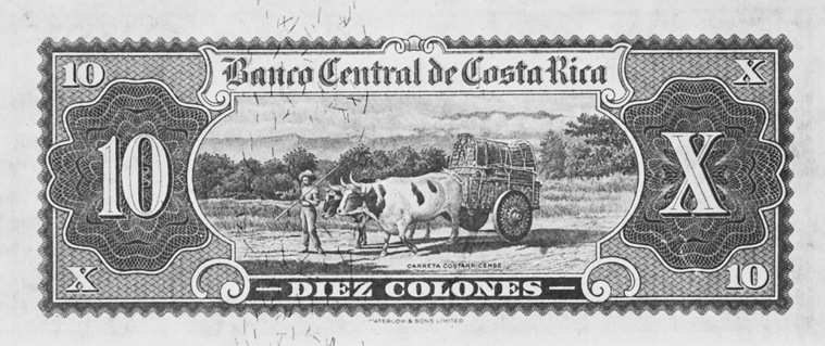 1951-1962 Costa Rica 10 Colones values and price guide