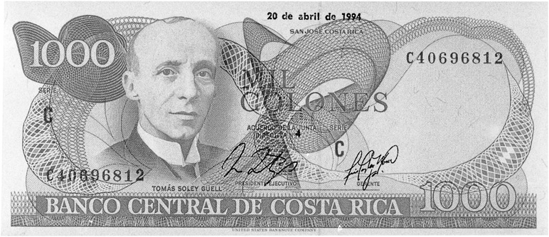 1990-1994 Costa Rica 1000 Colones values and price guide