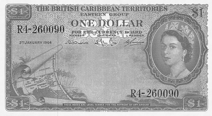 1953-1964 British Caribbean Territories 1 Dollar values and price