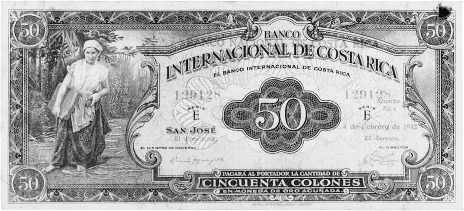 1941-1942 Costa Rica 50 Colones values and price guide