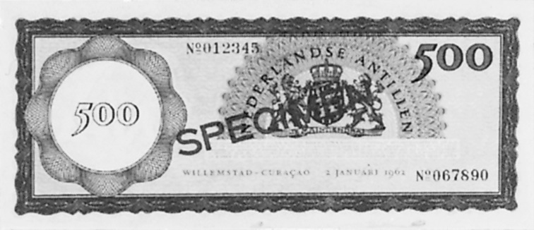 1962 Netherlands Antilles 500 Gulden values and price guide