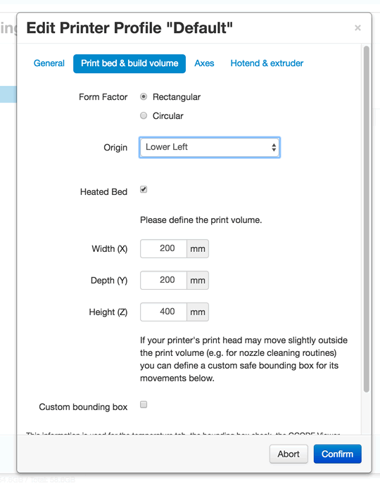 OctoPrint settings