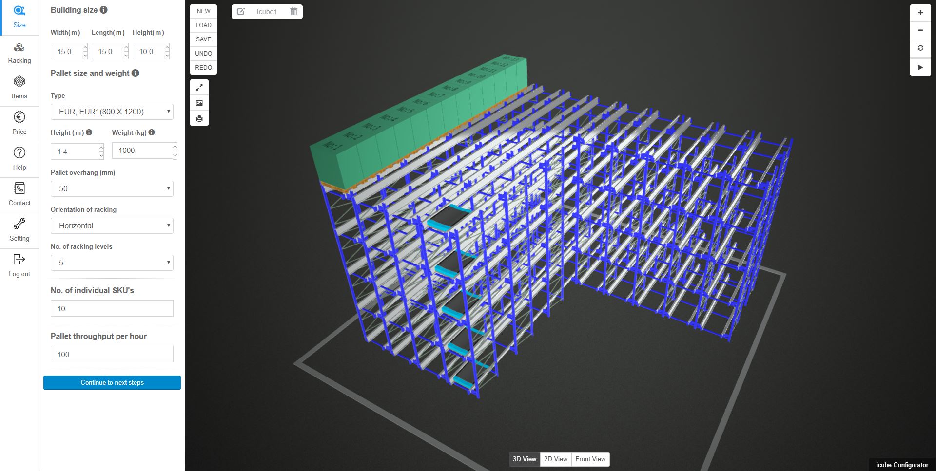 Warehouse configurator