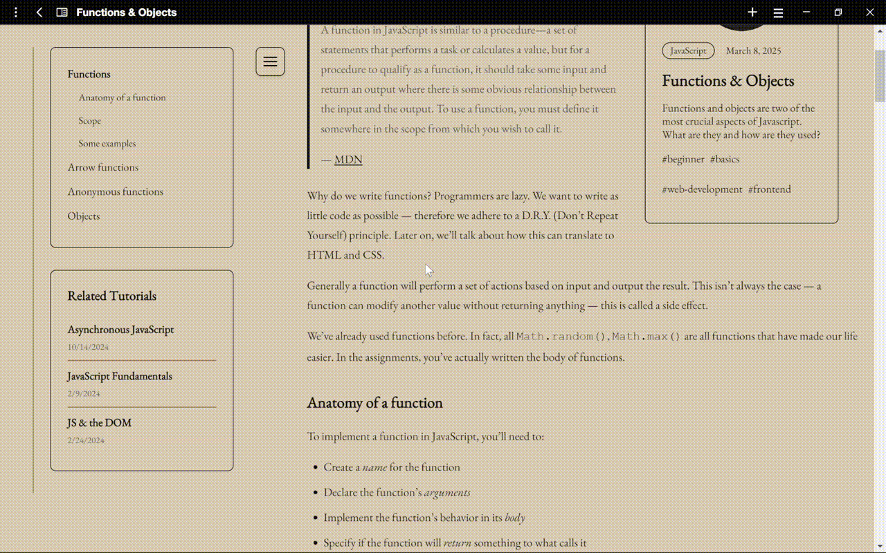Typical layout for an article on Bibliotecha