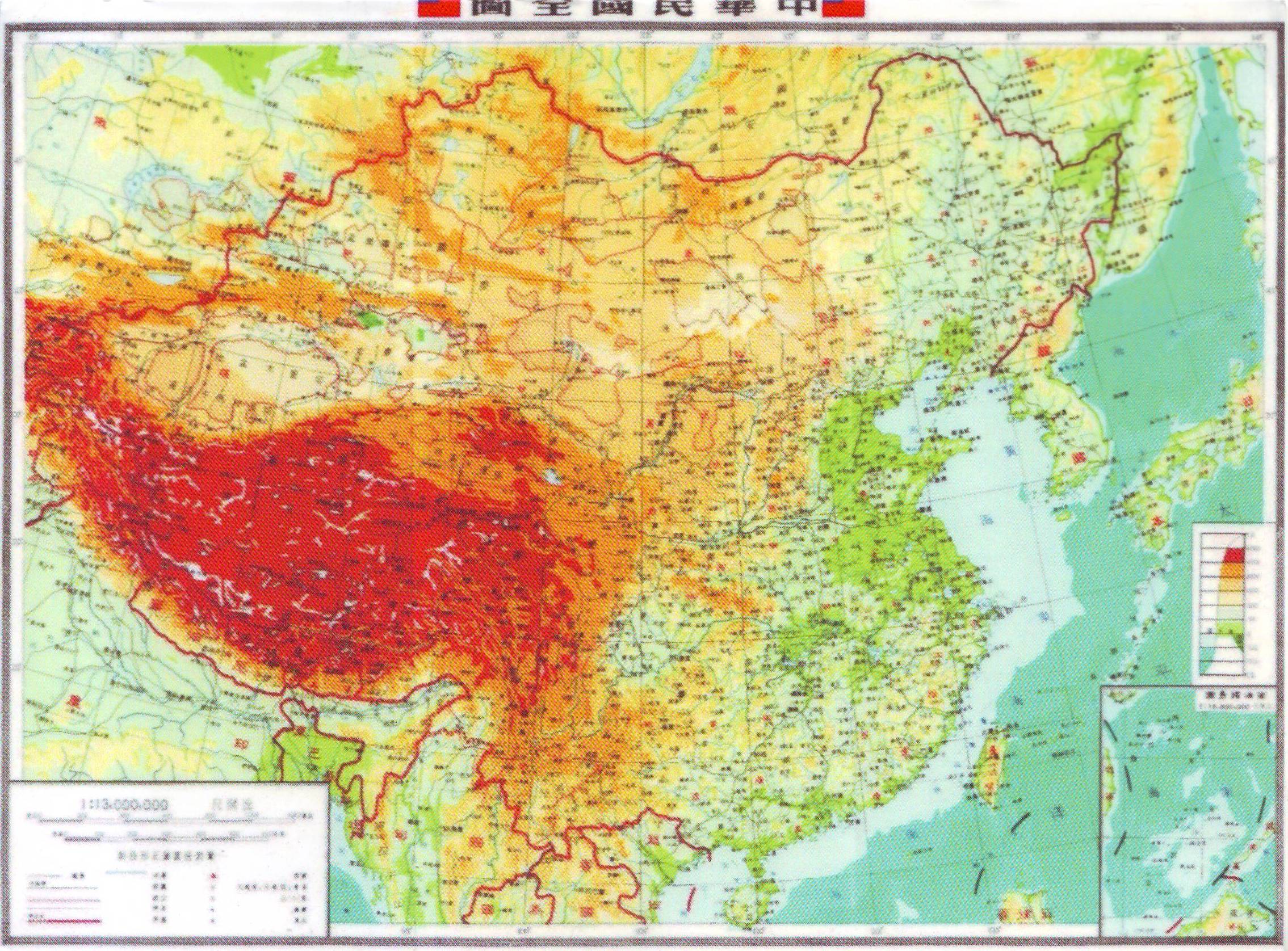 Карта китая физическая подробная