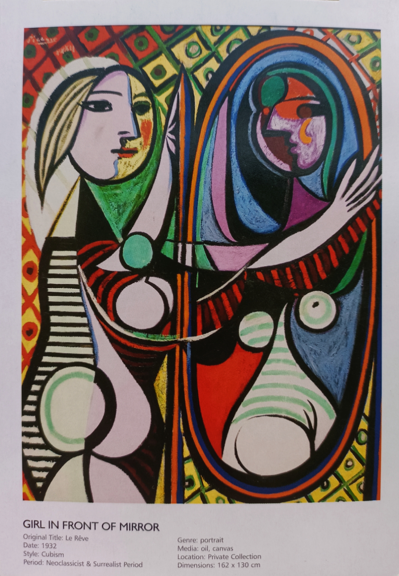 Картина девушка перед зеркалом пикассо