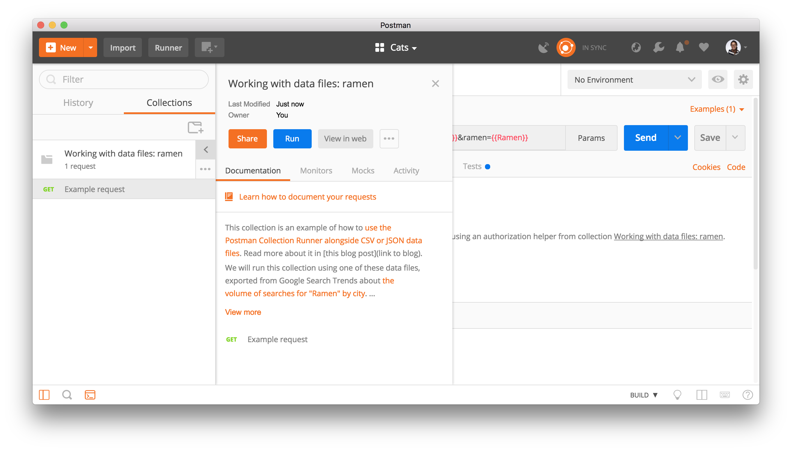 Working With Data Files Ramen Postman Team Collections Postman API 