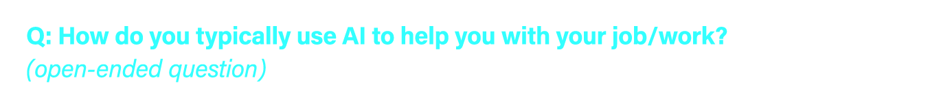 Q: How do you typically use AI to help you with your job/work? (open ended question)
