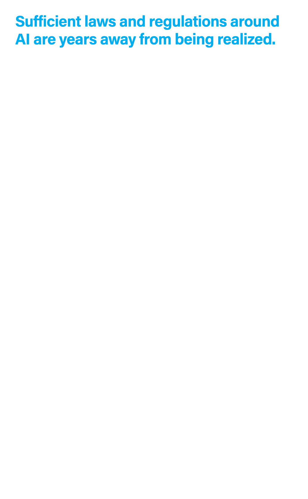 Sufficient laws and regulations around AI are years away from being realized. • Though, as previously noted, calls fo...