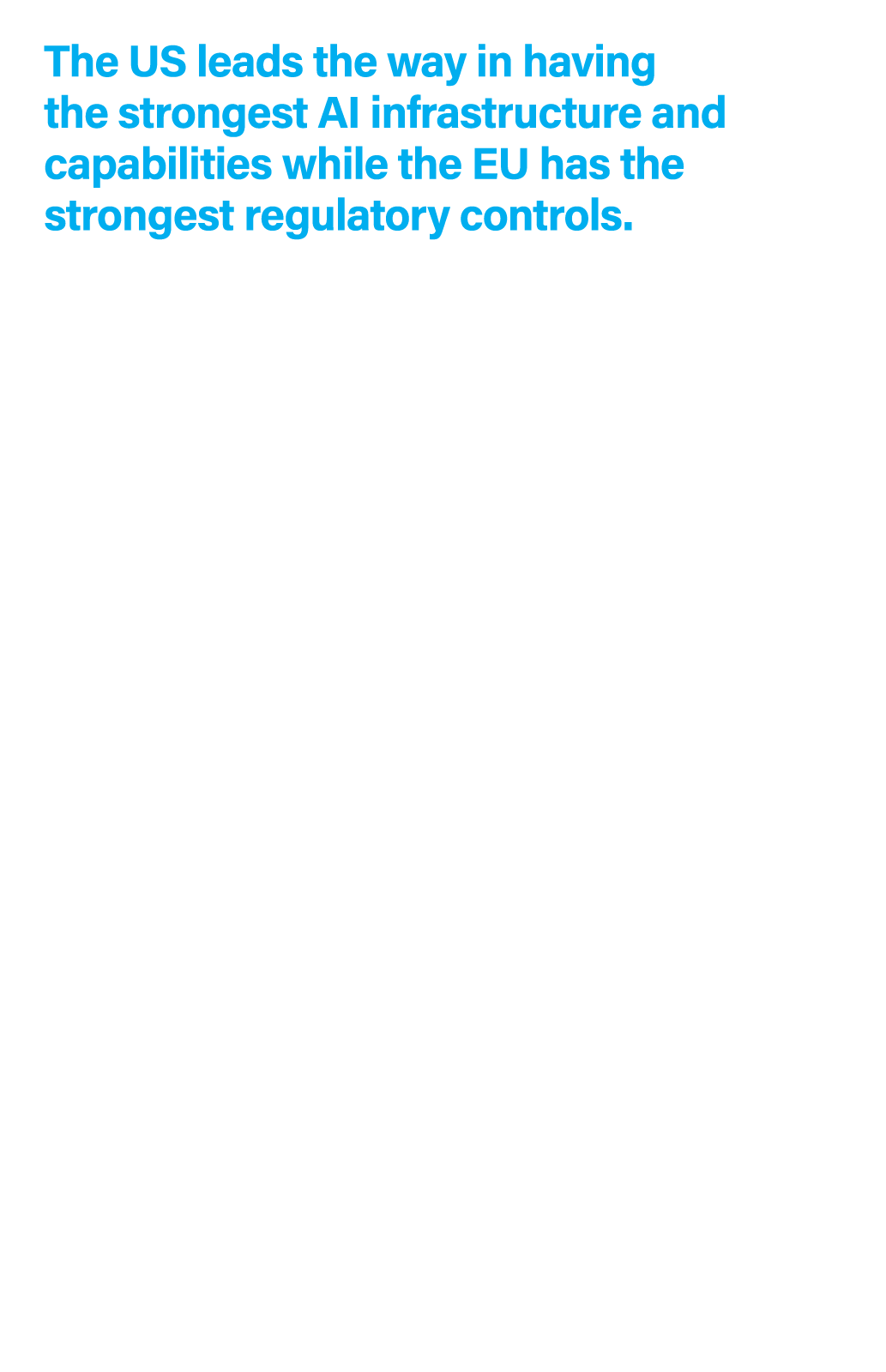 The US leads the way in having the strongest AI infrastructure and capabilities while the EU has the strongest regula...