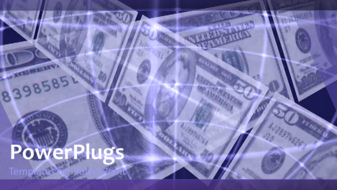  Presentation with corporate - Lots of dollar bills over a purple background with some lines - widescreen format