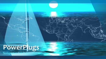  Presentation with blue video - A short video of a yatch on a blue colored background - widescreen format