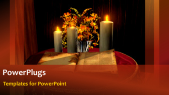  Presentation with holy - Holy bible with candles and flowers