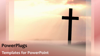  Presentation with christian - Christian cross against pink sunrise pink yellow blend background