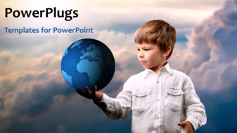  Presentation with globe - A person playing with a globe - widescreen format