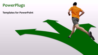  Presentation with athlete - A number of arrows in various directions with an athlete - widescreen format