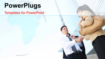  Presentation with professionals - Two professionals with a bluish background - widescreen format