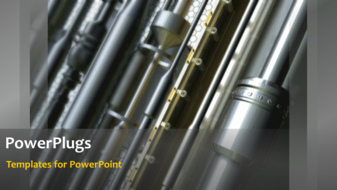  Presentation with machinery - Video showing industrial machinery on first slide with industrial working machinery on following text slides