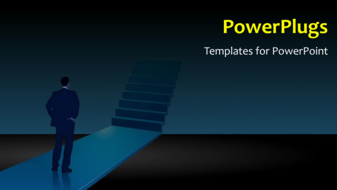  Presentation with stairs - A blackish background with a sentence - widescreen format