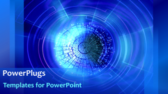  Presentation with blue video - Video of futuristic rotating abstract rings in blue background