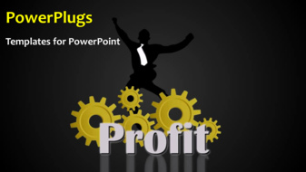  Presentation with financial - Financial profit depiction with businessman and rotating cogwheels - widescreen format