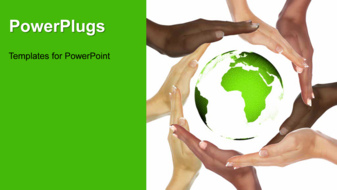  Presentation with save earth - Animated depiction of earth preservation with hands around rotating globe - widescreen format