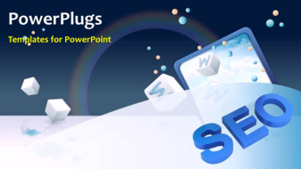  Presentation with search engine - Search engine optimization depiction with colored chart and web - widescreen format