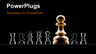  Presentation with strong - Leadership depiction with large white chess piece leading black pieces - widescreen format
