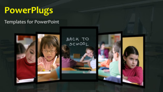  Presentation with study - Animated learning depiction with collage of kid in classroom and chalkboard - widescreen format