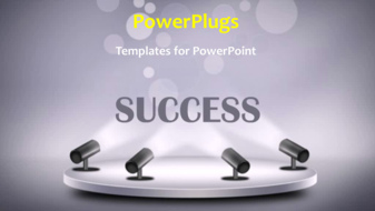  Presentation with grey - Abstract animated success background with four searchlights on grey platform - widescreen format