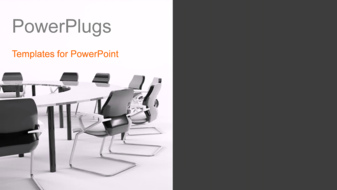  Presentation with design team - Video showing a business office with round table and chairs on first slide and non-video design on following slides