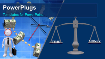  Presentation with time money - Financial animated depiction with weighting scale of TIME against MONEY - widescreen format