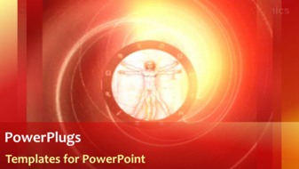  Presentation with video background - Video in red background showing rotating circle with vitruvian man