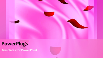  Presentation with pink wedding - Valentine depictions with falling red flowers on pink background - widescreen format