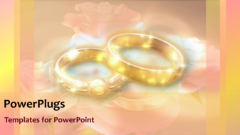 Presentation with wedding rings - Wedding depiction with animated gold wedding rings on colorful background - widescreen format