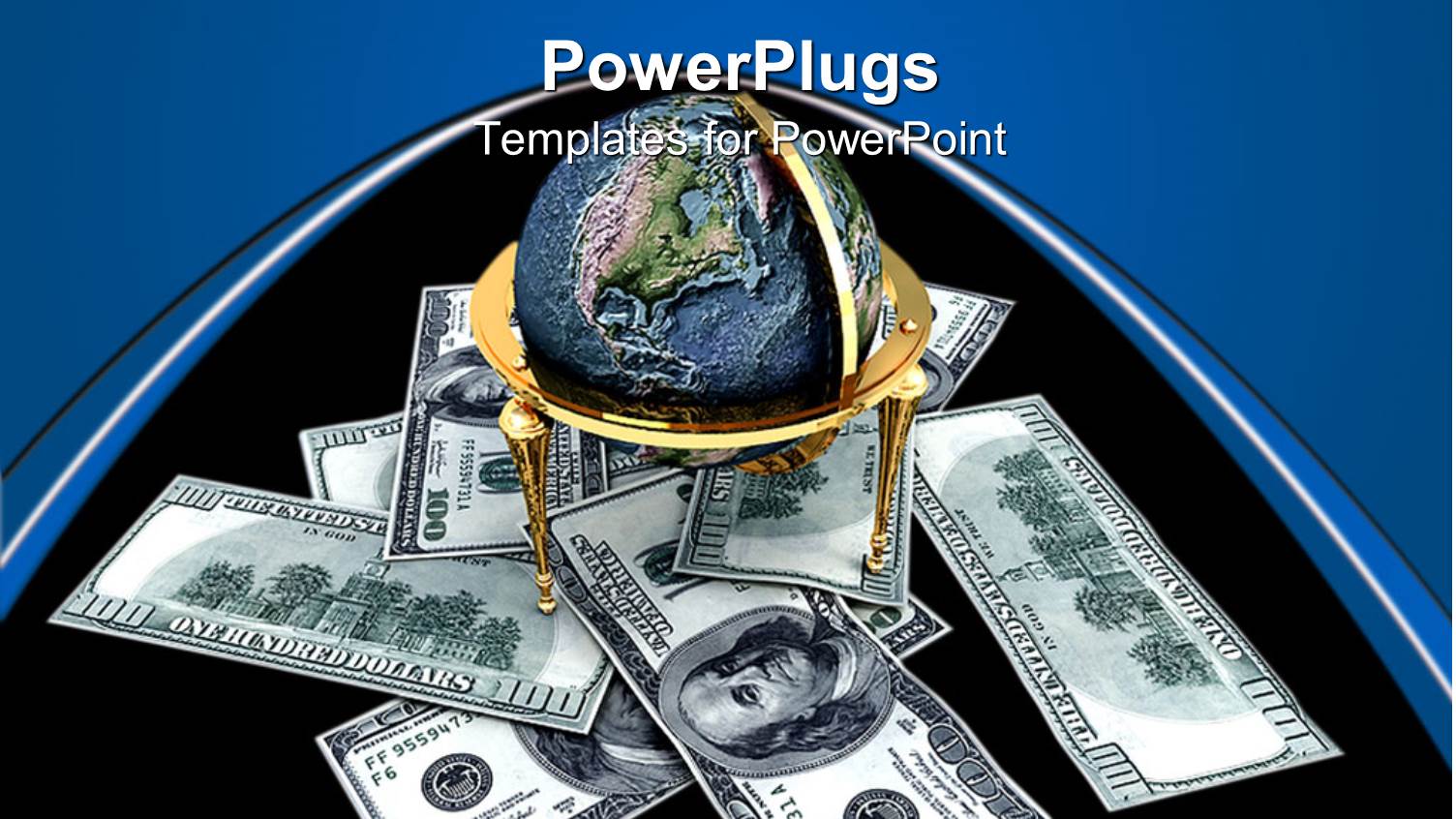 100 Dollar Bills with Globe Placed on Golden Stand